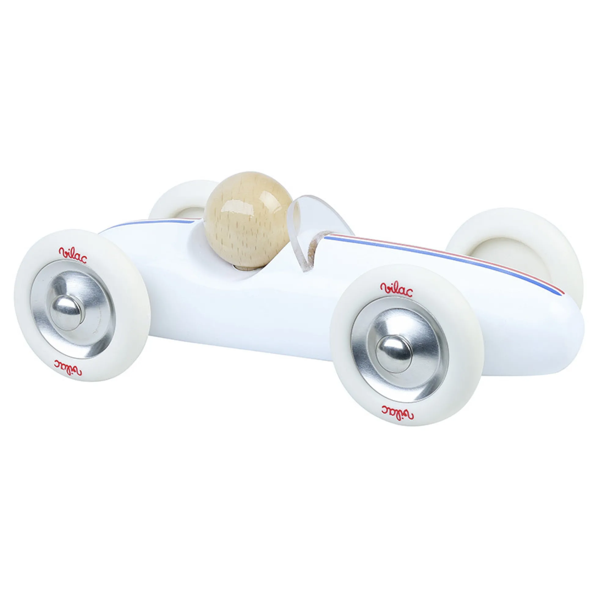 Voiture en bois, Grand prix vintage - Modèle medium blanc