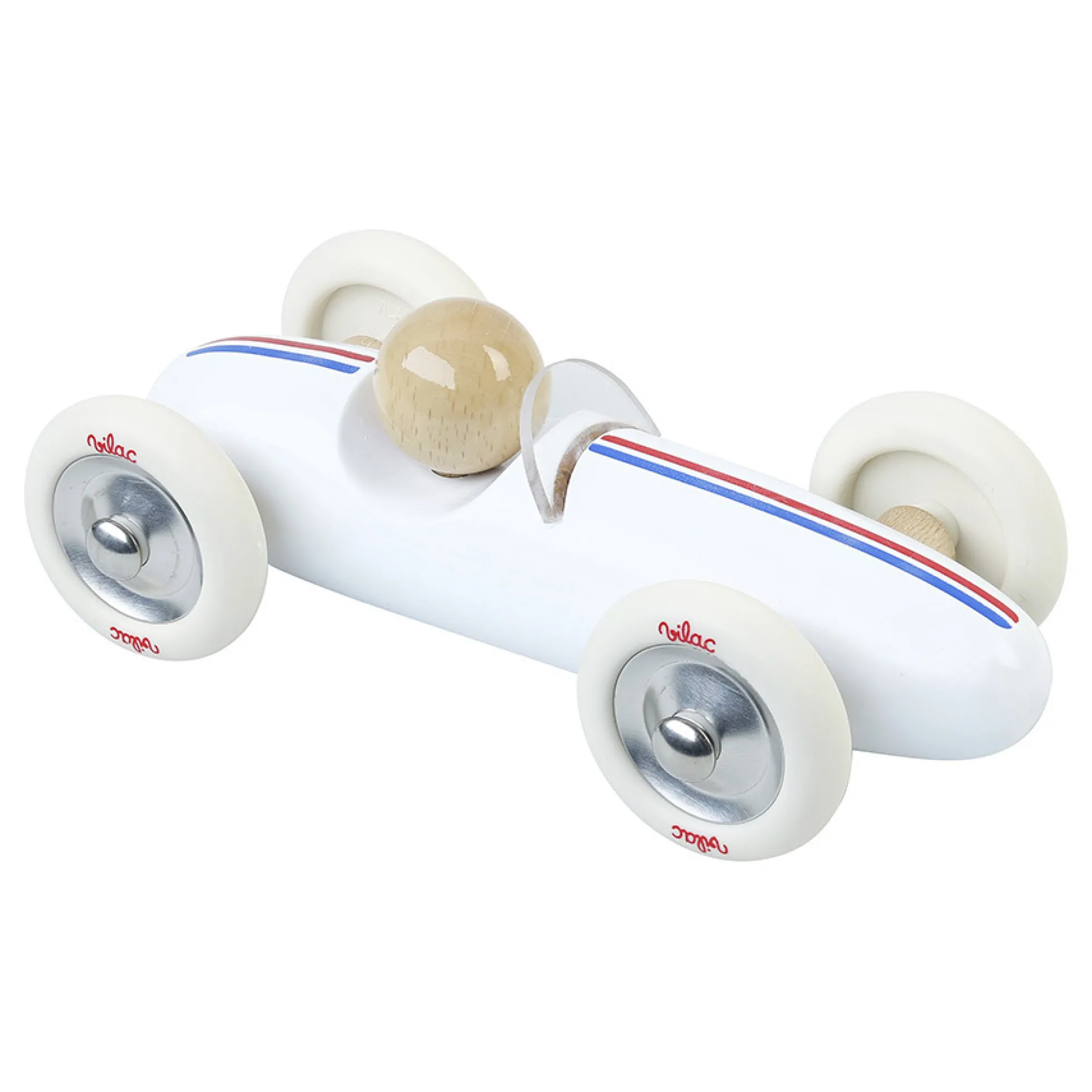 Voiture en bois, Grand prix vintage - Modèle medium blanc