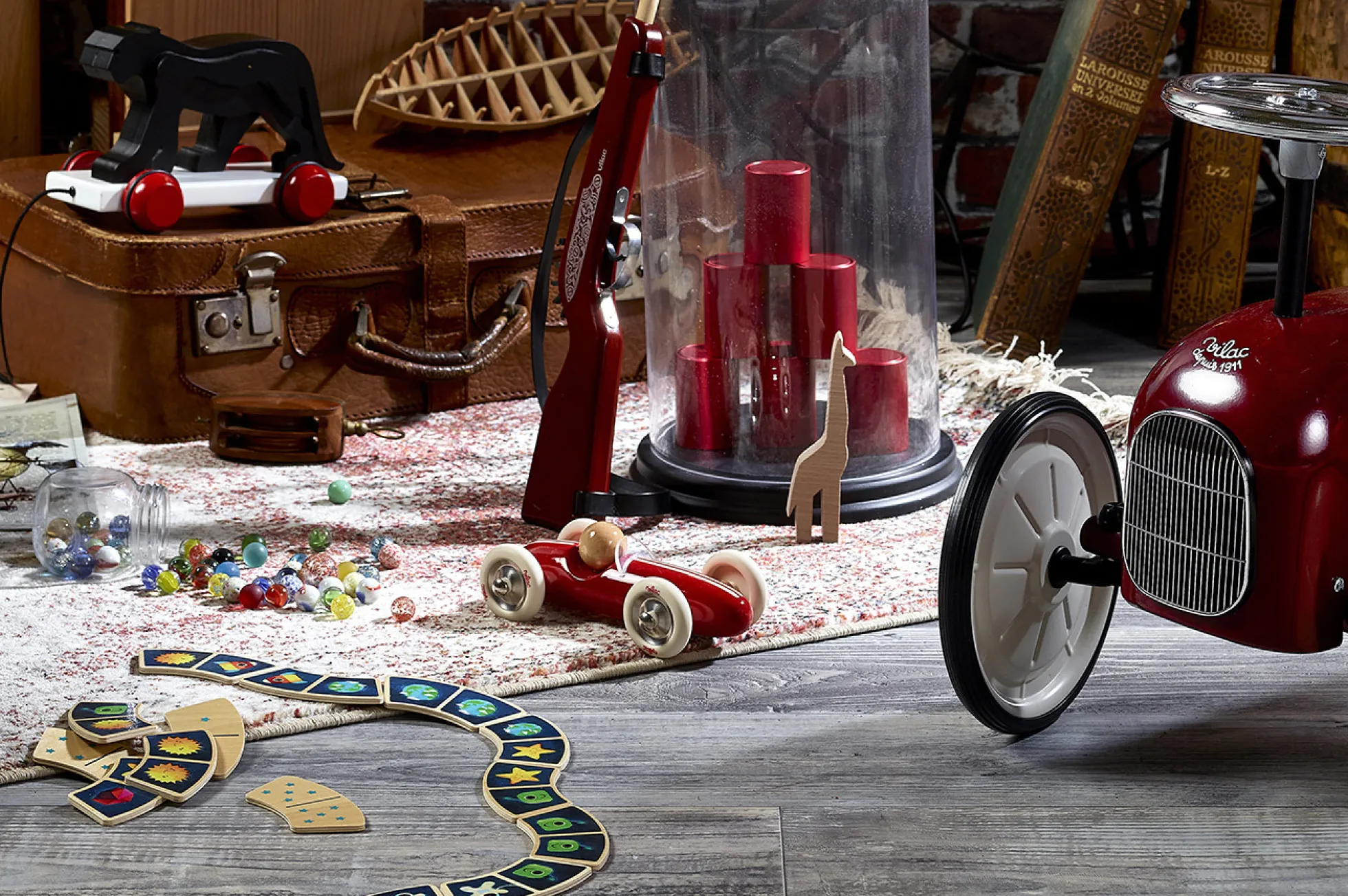 Voiture en bois, Grand prix vintage - Modèle medium rouge