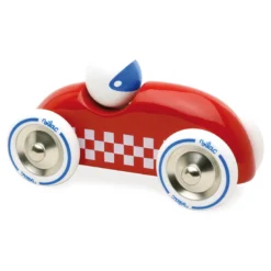Voiture en bois, Rallye checkers - Grand modèle rouge