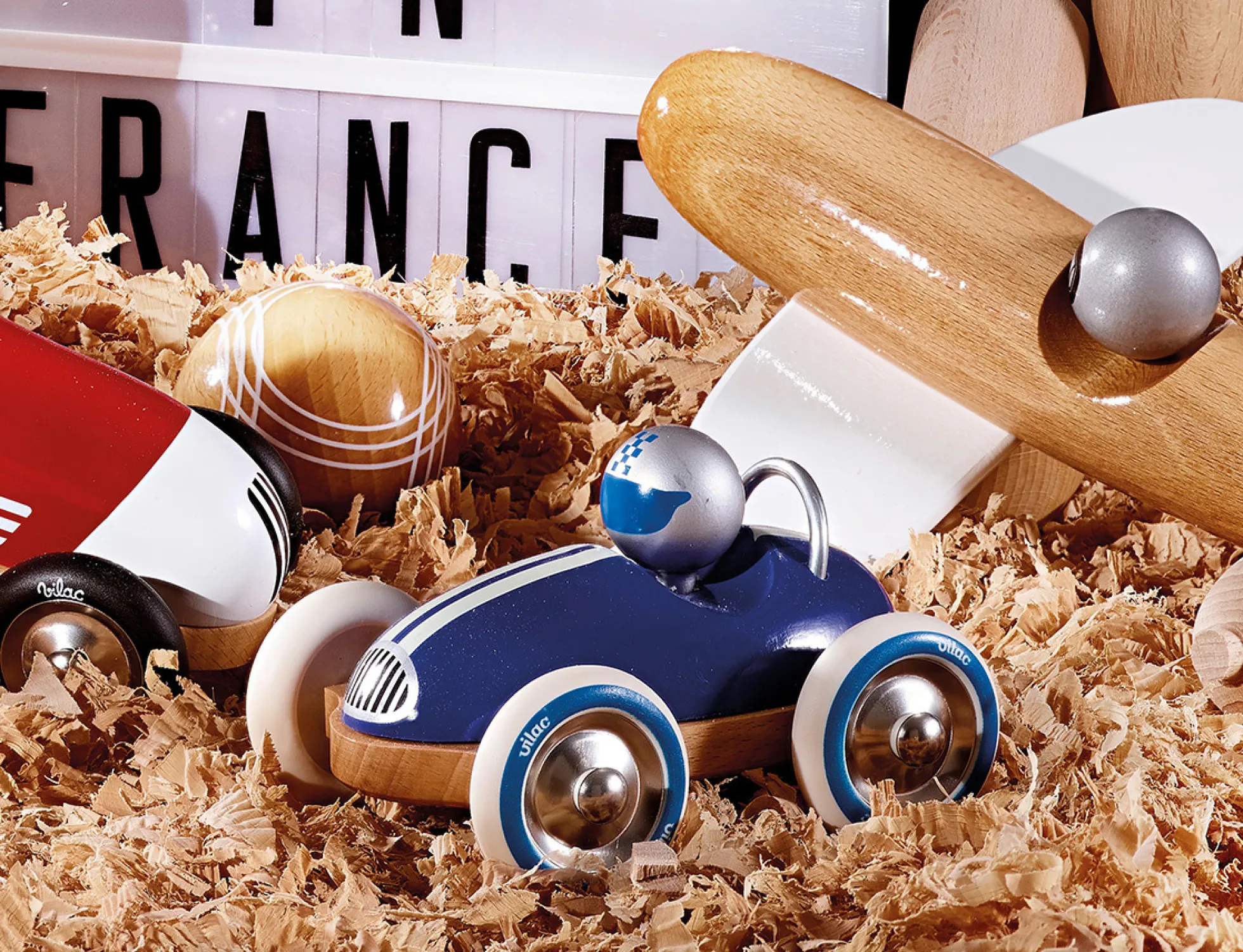 Voiture en bois, Roadster - Bleu