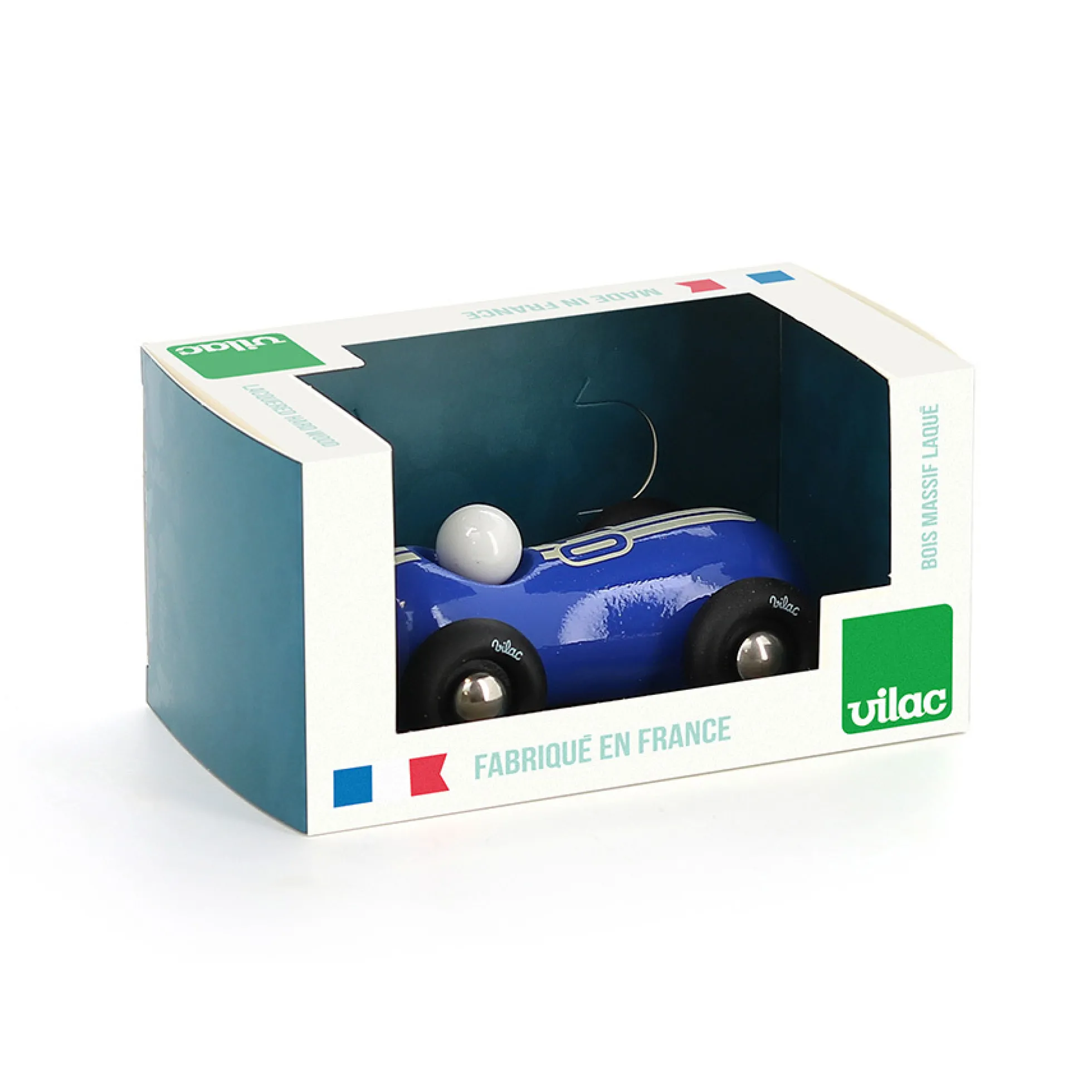 Voiture en bois, Streamline vintage - Petit modèle bleu